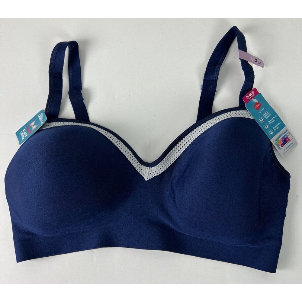 Hanes Women's Bra Size XL+ Plus‎ Wire-Free Signature Smooth Comfort Navy B42